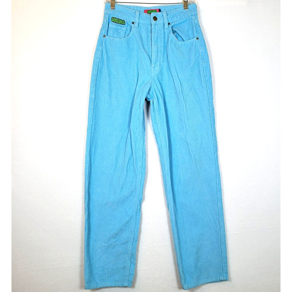 Empyre Womens Tori Corduroy Tapered Straight Pants Size 4 Blue Skate Y2k Raver - Picture 1 of 10